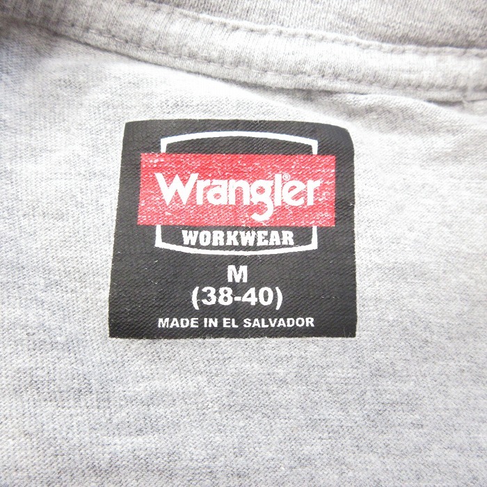 L/古着 ラングラー 半袖 Tシャツ メンズ 無地 胸ポケット付き クルーネック グレー 霜降り 25sep05 中古_画像3