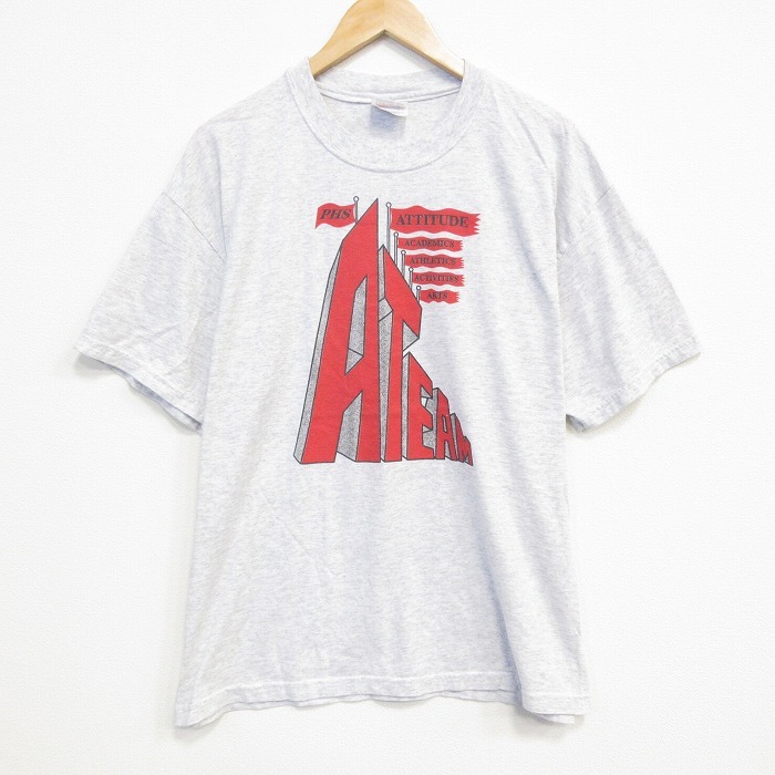 XL/古着 ヘインズ 半袖 ビンテージ Tシャツ メンズ 00s ATEAM クルーネック 薄グレー 霜降り 25sep11 中古_画像1