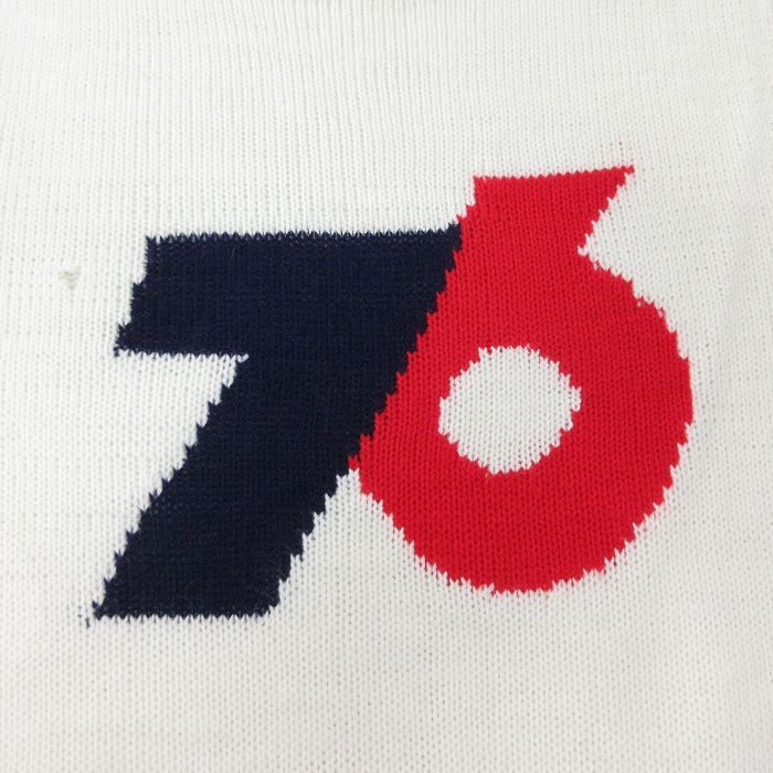 古着 ニット ベスト キッズ ボーイズ 子供服 80s 76 アクリル クルーネック 白他 ホワイト 23dec14_画像2