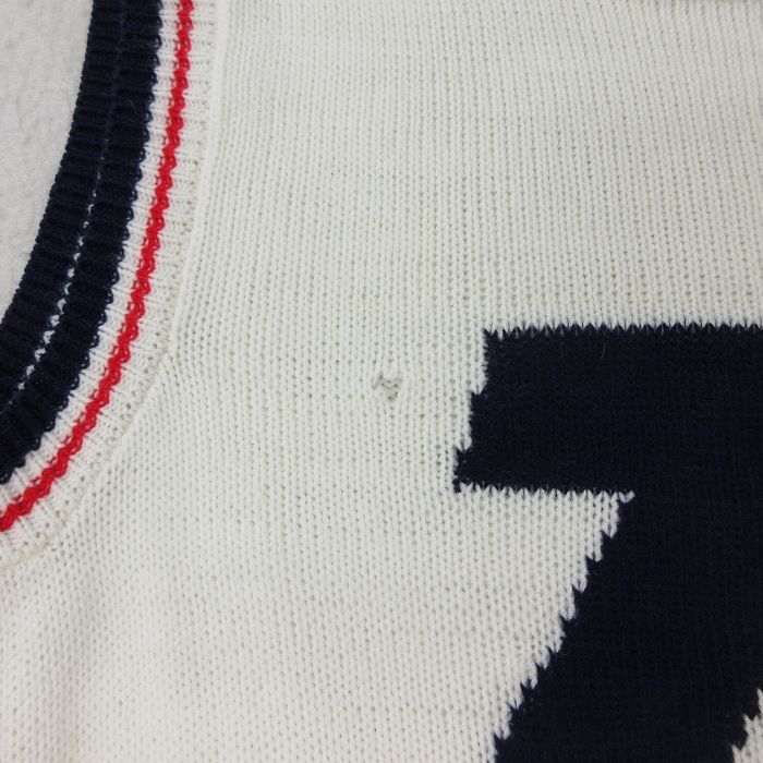 古着 ニット ベスト キッズ ボーイズ 子供服 80s 76 アクリル クルーネック 白他 ホワイト 23dec14_画像4