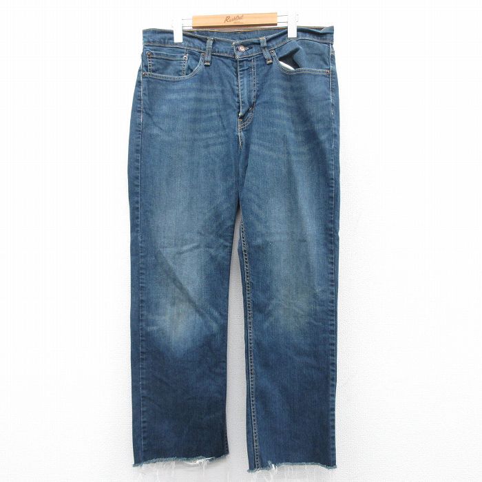 W35/古着 リーバイス Levis 514 ジーンズ メンズ ヒゲ 紺 ネイビー spe 25apr15 中古 ボトムス ジーパン Gパン ロング パン_画像1