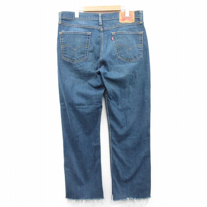 W35/古着 リーバイス Levis 514 ジーンズ メンズ ヒゲ 紺 ネイビー spe 25apr15 中古 ボトムス ジーパン Gパン ロング パン_画像3