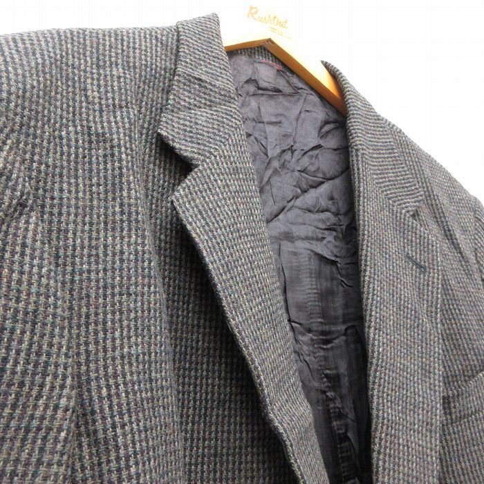 L/古着 長袖 テーラード ジャケット メンズ 90s ウール グレー 25feb19 中古 アウター_画像2