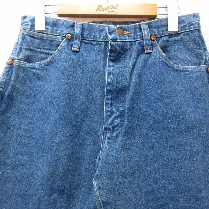 W29/古着 ラングラー ジーンズ メンズ 90s コットン 紺 ネイビー デニム 24jun22 中古 ボトムス ジーパン Gパン ロング パン_画像2