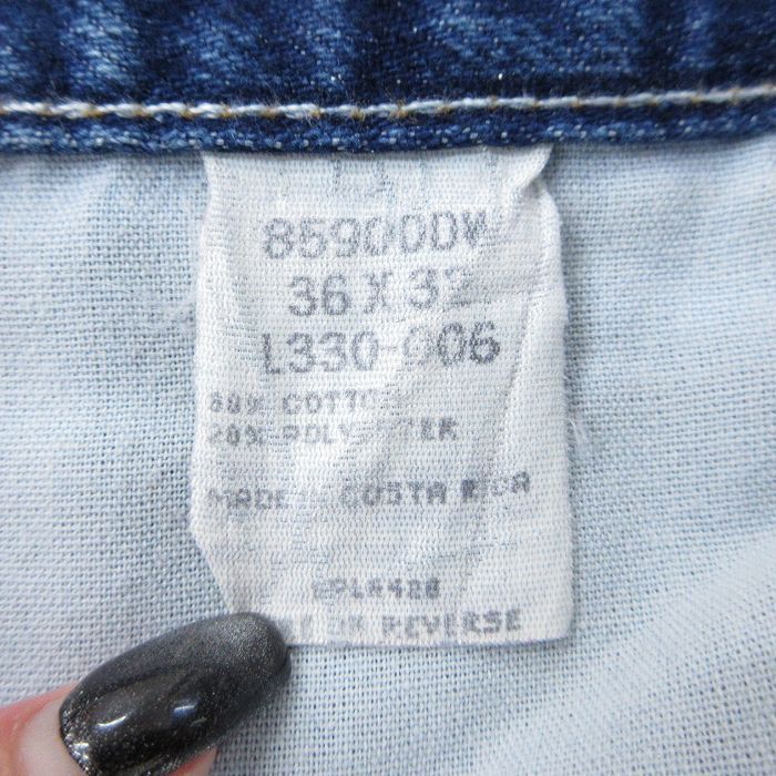 W36/古着 ラングラー ジーンズ メンズ ヒゲ 紺 ネイビー デニム spe 25may28 中古 ボトムス ジーパン Gパン ロング パンツ_画像6