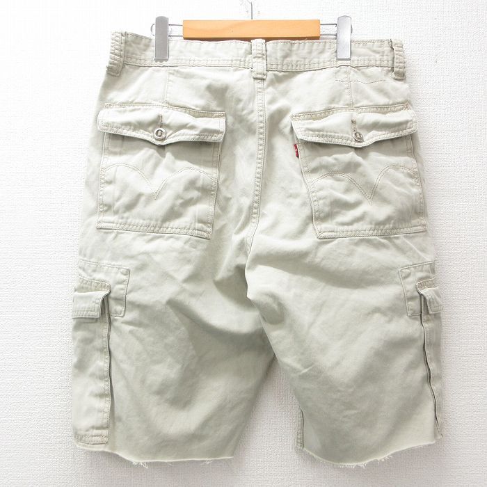 W36/古着 リーバイス Levis ショート カーゴ パンツ ショーツ メンズ コットン 薄ベージュ カーキ spe 25may12 中古 ボトム_画像2