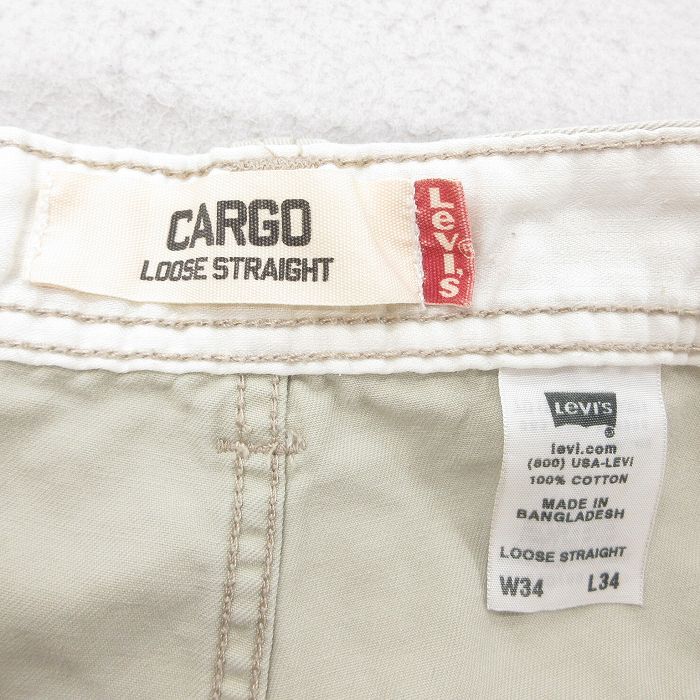 W36/古着 リーバイス Levis ショート カーゴ パンツ ショーツ メンズ コットン 薄ベージュ カーキ spe 25may12 中古 ボトム_画像6