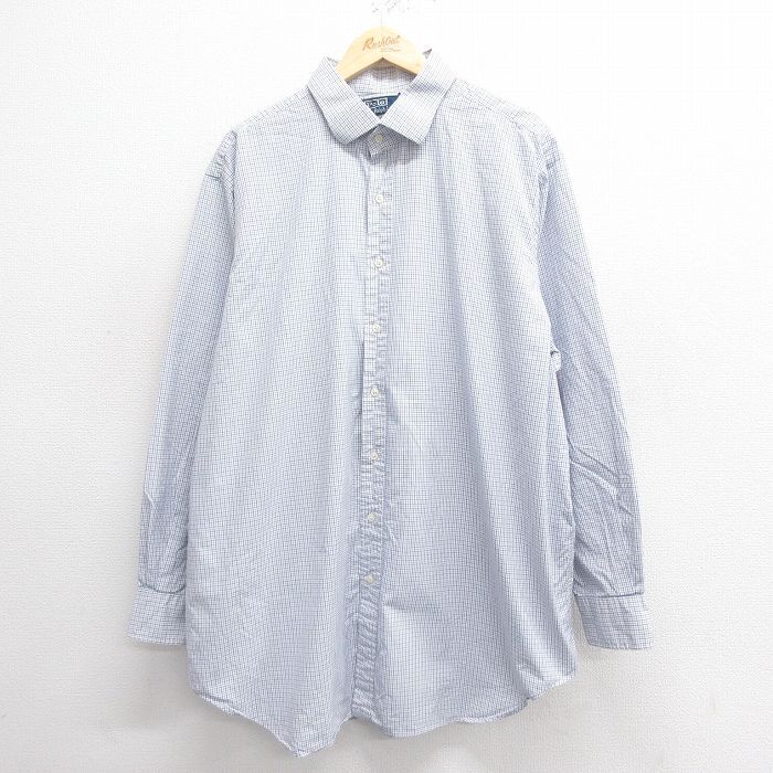 XL/古着 ラルフローレン 長袖 ブランド シャツ メンズ 90s 大きいサイズ コットン 白他 ホワイト チェック 25may27 中古 ト_画像1