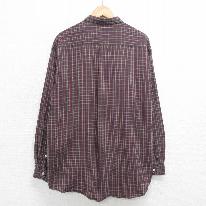 XL/古着 アメリカンイーグル 長袖 ブランド シャツ メンズ 00s ロング丈 コットン エンジ系他 チェック 24jan20 中古 トップ_画像3