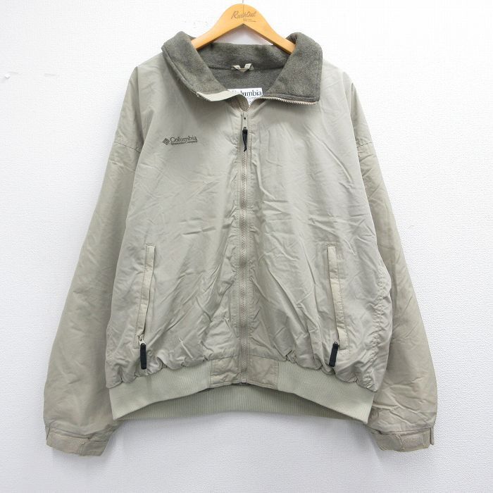 XL/古着 コロンビア 長袖 ジャケット メンズ 00s ワンポイントロゴ 大きいサイズ ベージュ系 カーキ 内側フリース 25feb18_画像1