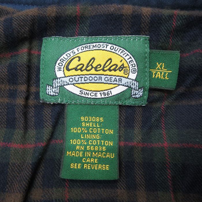 XL/古着 カベラス 長袖 シャツ メンズ 00s 大きいサイズ ロング丈 コットン 紺 ネイビー 内側フランネル 24nov14 中古 トッ_画像4