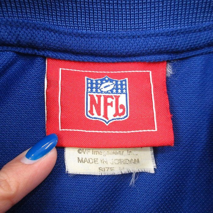 L/古着 半袖 ポロ シャツ メンズ 00s NFL ニューヨークジャイアンツ 鹿の子 青他 ブルー アメフト スーパーボウル 24jul31_画像3