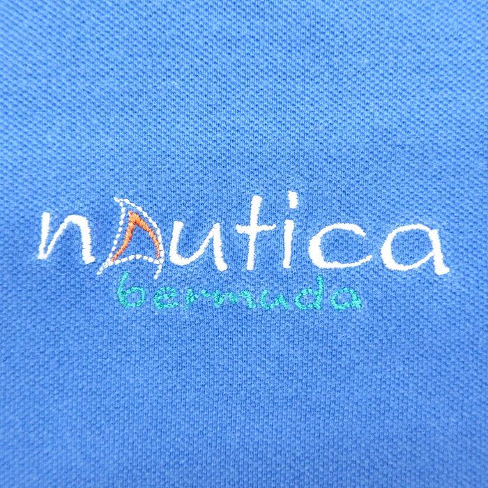 XL/古着 ノーティカ 半袖 ブランド ポロ シャツ メンズ 90s ワンポイントロゴ マルチカラー 大きいサイズ 鹿の子 コットン_画像3