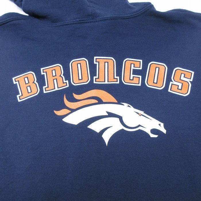 XL/古着 長袖 フルジップ スウェット パーカー メンズ 00s NFL デンバーブロンコス 紺 ネイビー アメフト スーパーボウル 25_画像4