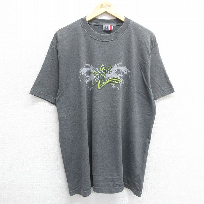 XL/古着 アリゾナジーンズ 半袖 ビンテージ Tシャツ メンズ 00s 龍 クルーネック 濃グレー 霜降り 24jun19 中古_画像1