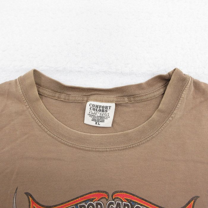 XL/古着 半袖 ビンテージ Tシャツ メンズ 00s 車 クラシックカー ホットロッド 大きいサイズ コットン クルーネック 茶 ブラ_画像6