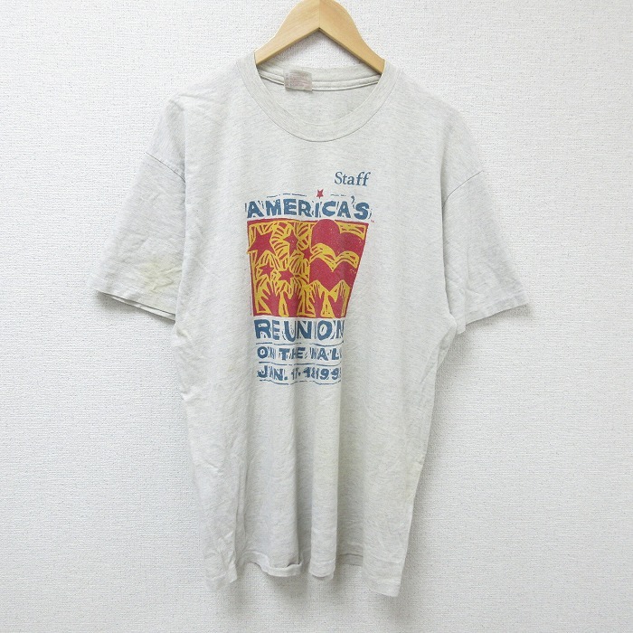 XL/古着 ヘインズ 半袖 ビンテージ Tシャツ メンズ 90s AMERICAS クルーネック 薄グレー 霜降り 25apr22 中古_画像1