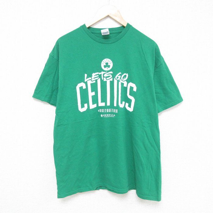 XL/古着 半袖 Tシャツ メンズ セルティックス コットン クルーネック 緑 グリーン 25may27 中古_画像1