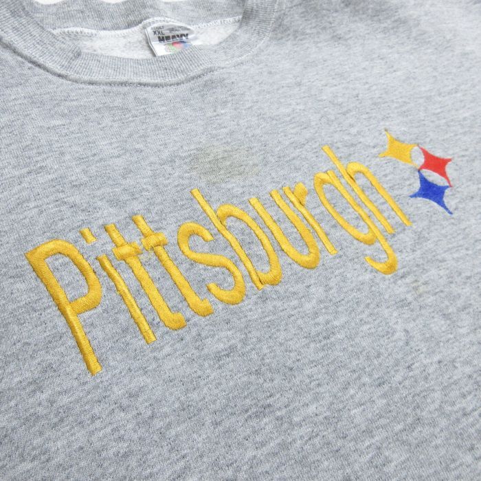 XL/古着 フルーツオブザルーム 長袖 スウェット メンズ 90s NFL ピッツバーグスティーラーズ 刺繍 大きいサイズ クルーネッ_画像2