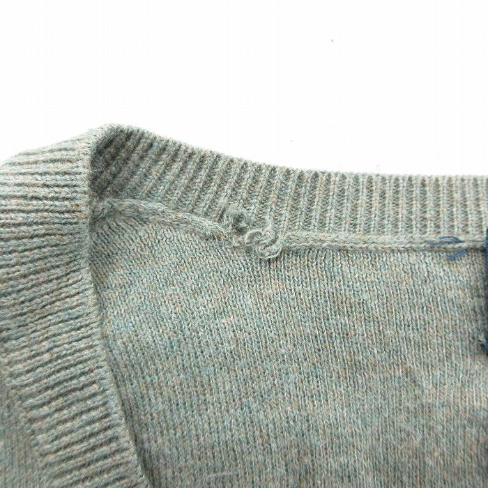 XL/古着 ラルフローレン 長袖 ブランド セーター メンズ 90s ワンポイントロゴ 大きいサイズ コットン Vネック 緑系 グリー_画像5