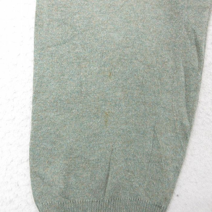 XL/古着 ラルフローレン 長袖 ブランド セーター メンズ 90s ワンポイントロゴ 大きいサイズ コットン Vネック 緑系 グリー_画像6