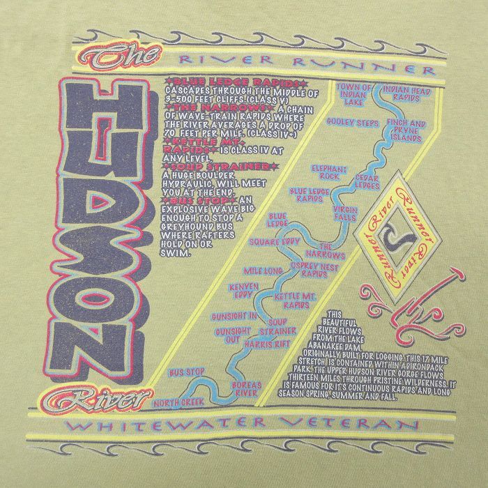 XL/古着 ヘインズ 半袖 ビンテージ Tシャツ メンズ 00s HUDSON 大きいサイズ コットン クルーネック 緑系 グリーン spe 25ap_画像4