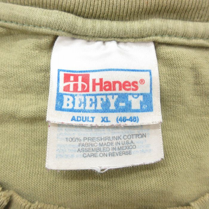 XL/古着 ヘインズ 半袖 ビンテージ Tシャツ メンズ 00s HUDSON 大きいサイズ コットン クルーネック 緑系 グリーン spe 25ap_画像5