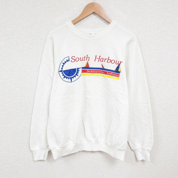 L/古着 リー Lee 長袖 スウェット メンズ 90s インディアナ クルーネック 白 ホワイト 25may27 中古 スエット トレーナー ト_画像1