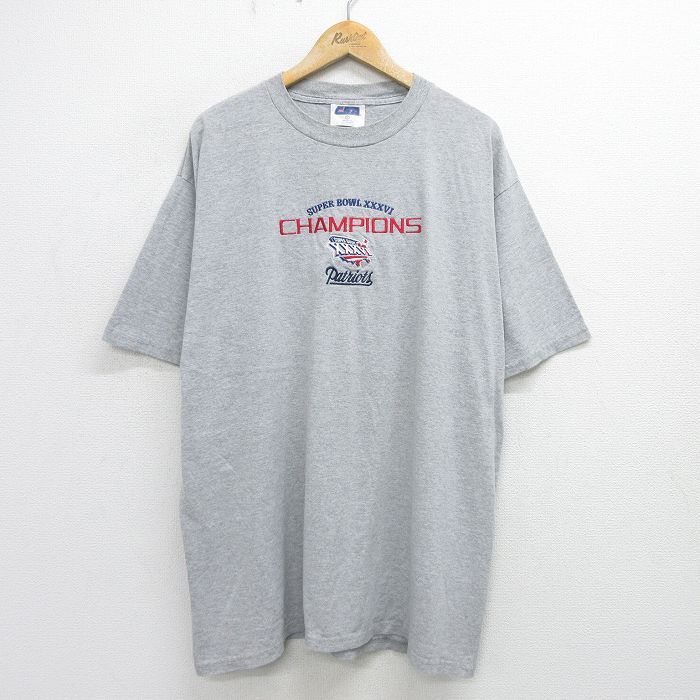 XL/古着 半袖 ビンテージ Tシャツ メンズ 00s NFL ニューイングランドペイトリオッツ 刺繍 大きいサイズ クルーネック グレ_画像1