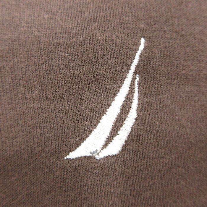 XL/古着 ノーティカ 長袖 ブランド Tシャツ メンズ ワンポイントロゴ 大きいサイズ コットン クルーネック 茶 ブラウン 25ap_画像2