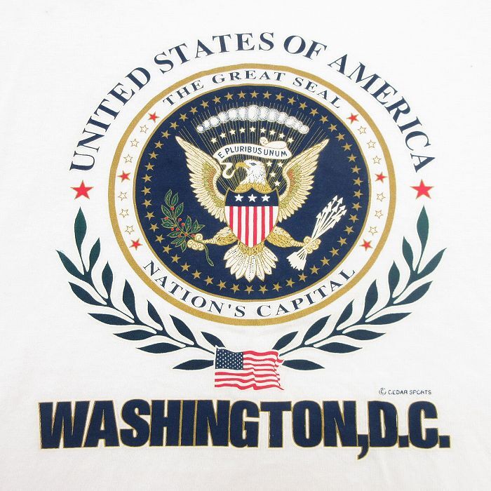 XL/古着 半袖 ビンテージ Tシャツ メンズ 00s ワシ ワシントンDC 星条旗 コットン クルーネック 白 ホワイト 24jul19 中古_画像2