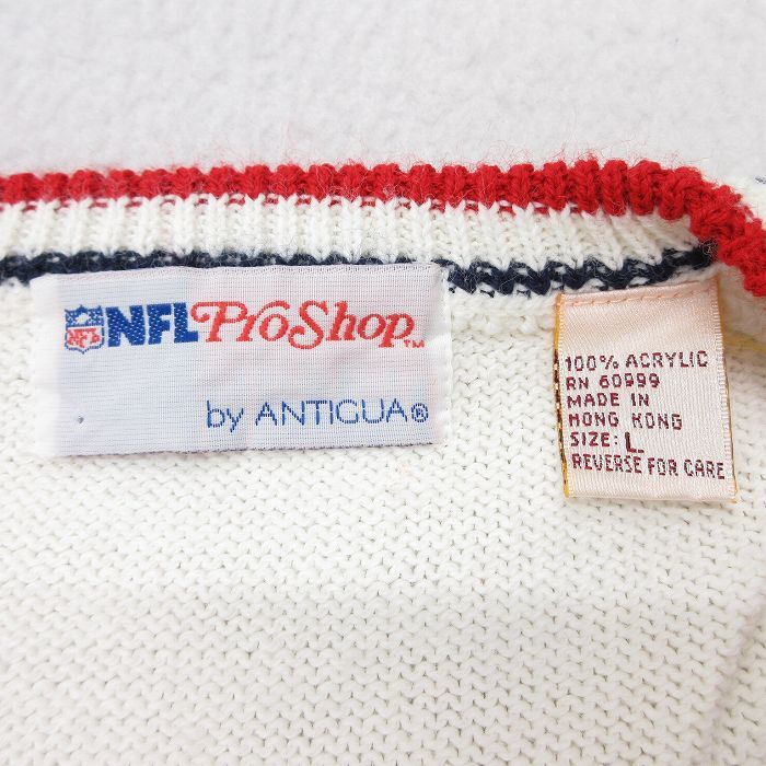 S/古着 ニット ベスト メンズ 90s NFL アクリル Vネック 白他 ホワイト アメフト スーパーボウル 25jan28 中古 トップス_画像5