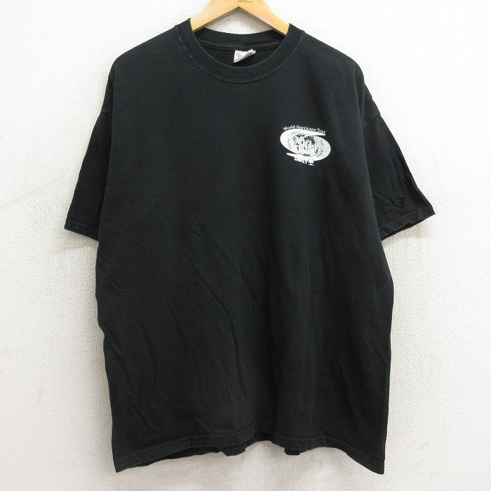 XL/古着 ヘインズ 半袖 ビンテージ Tシャツ メンズ 00s DAVEY 地球 ハリケーン 大きいサイズ コットン クルーネック 黒 ブラ_画像2