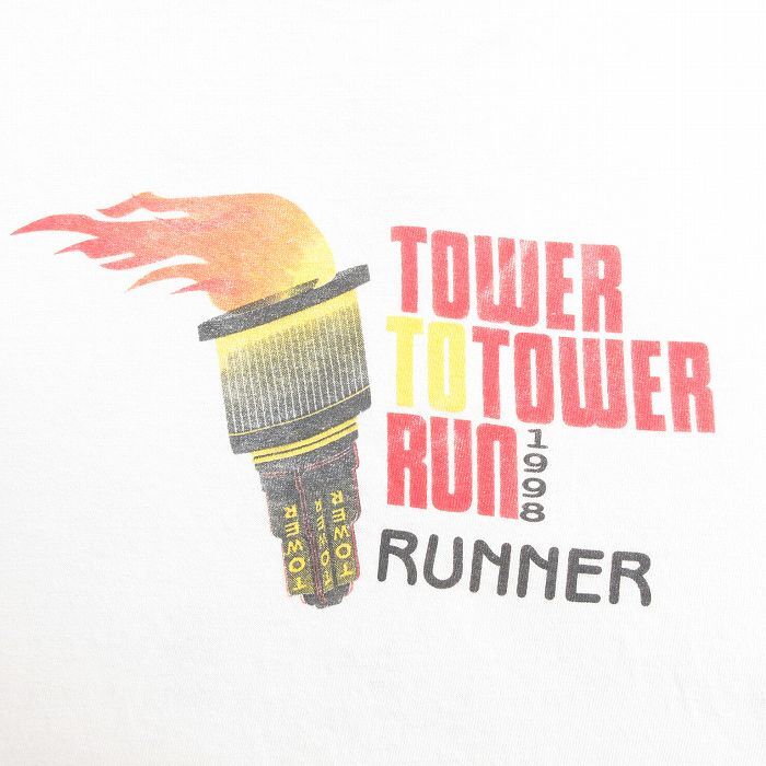 XL/古着 ヘインズ 半袖 ビンテージ Tシャツ メンズ 90s TOWER 企業広告 大きいサイズ コットン クルーネック 白 ホワイト 25_画像3