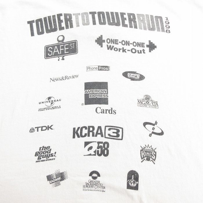 XL/古着 ヘインズ 半袖 ビンテージ Tシャツ メンズ 90s TOWER 企業広告 大きいサイズ コットン クルーネック 白 ホワイト 25_画像4