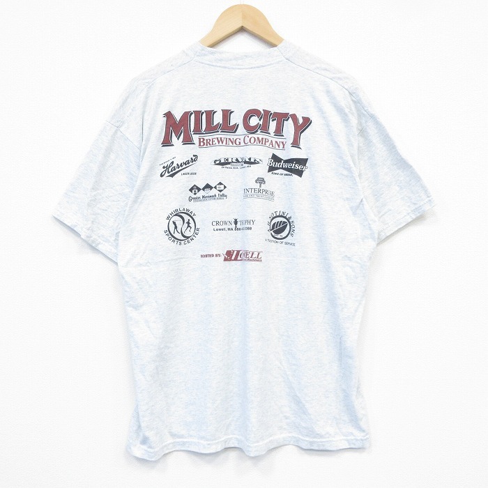 XL/古着 フルーツオブザルーム 半袖 ビンテージ Tシャツ メンズ 90s 工場 企業広告 クルーネック 薄グレー 霜降り 25sep17 中古_画像2