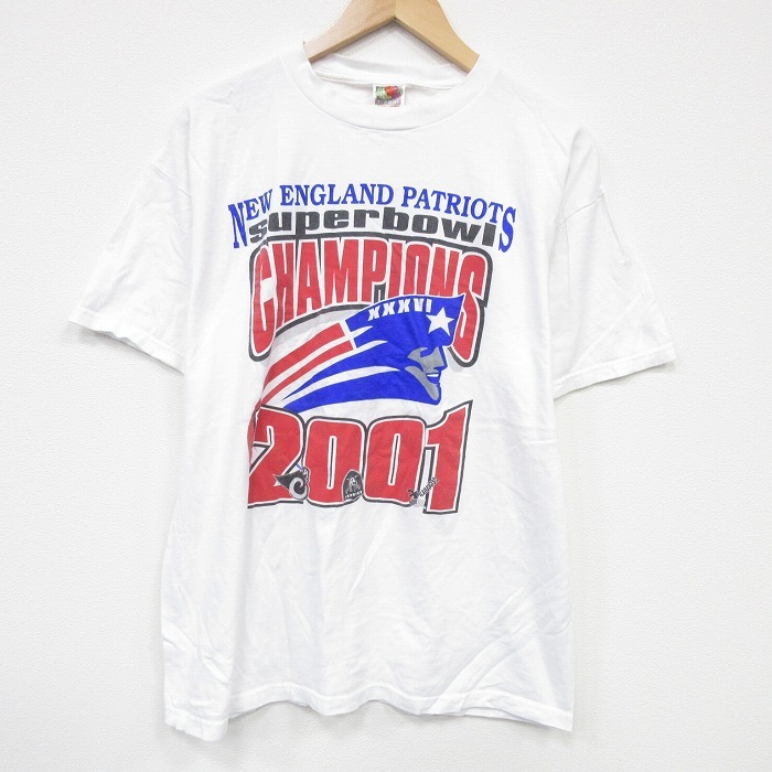 XL/古着 フルーツオブザルーム 半袖 ビンテージ Tシャツ メンズ 00s NFL ニューイングランドペイトリオッツ コットン クルーネック 白 ホワ_画像1