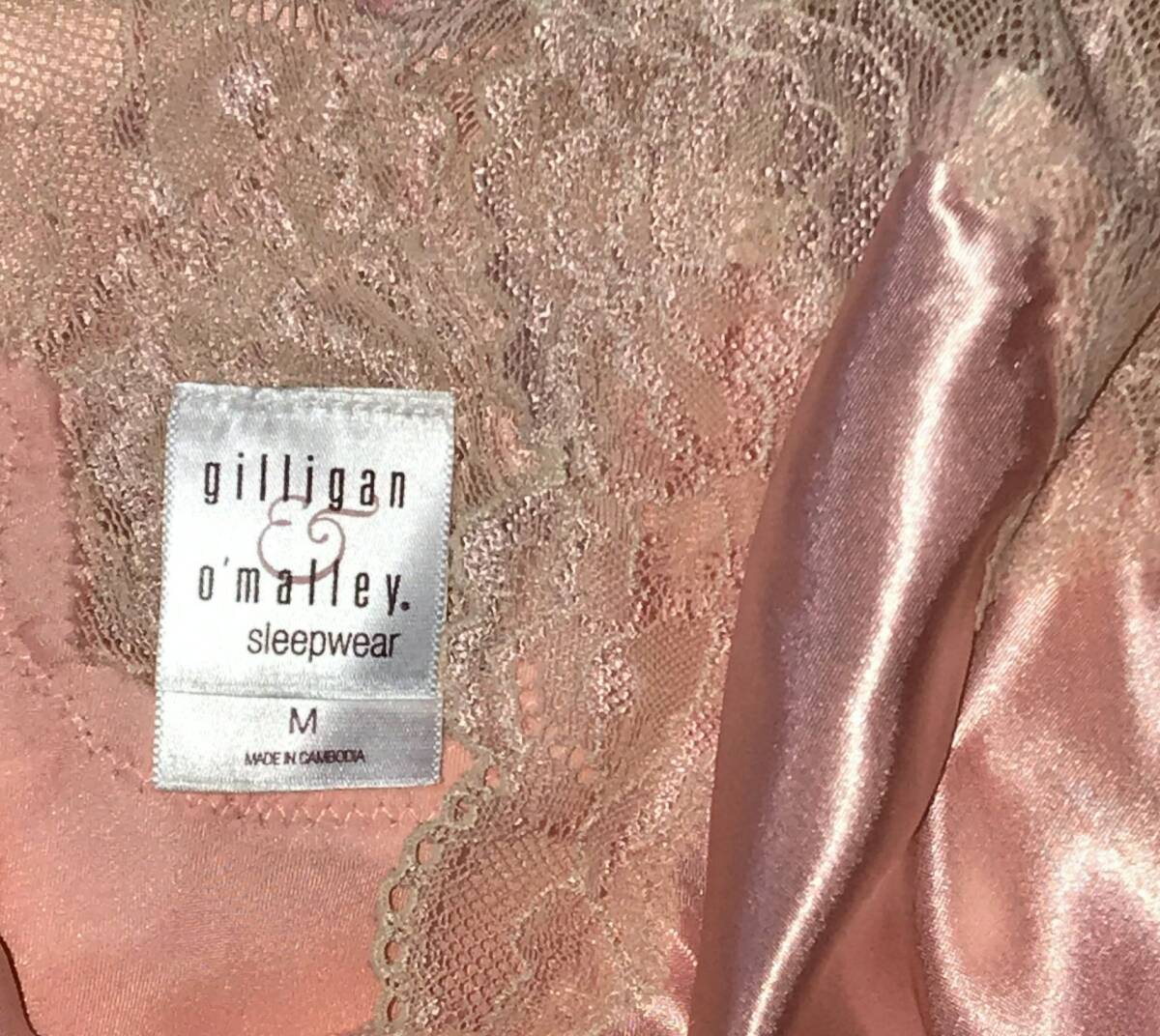 ◇US GILLIGAN シルクの光沢・パールピンク・エレガント・ウエディング・ロングナイトドレス・ガウン・サイズ大きめ_画像8