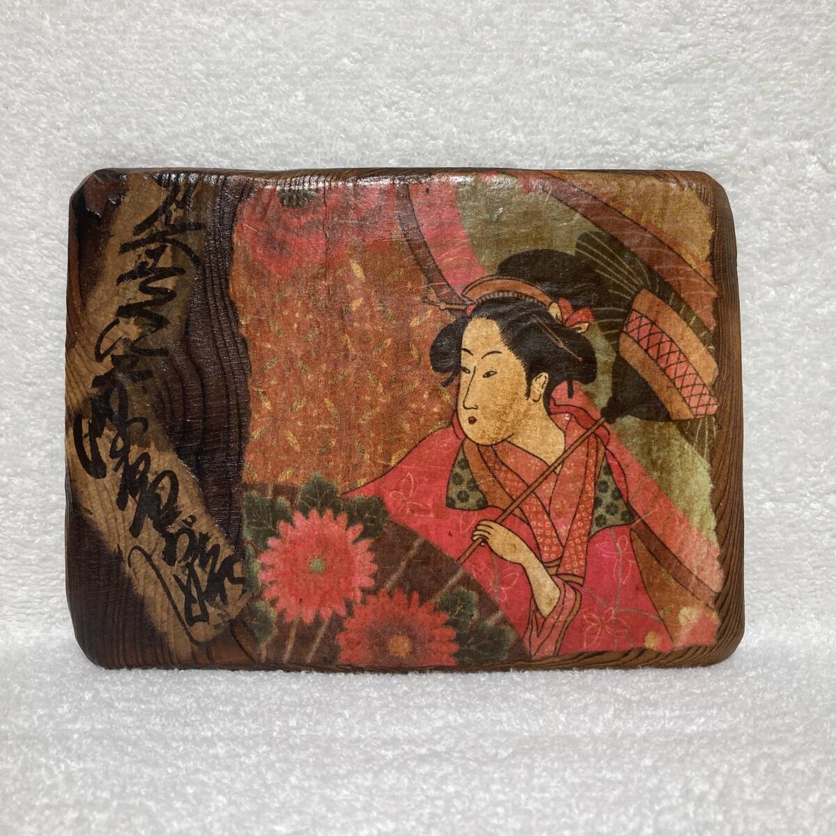置物 工芸品 飾り / 日本の浮世絵 木製の板 - 2枚セット_画像3
