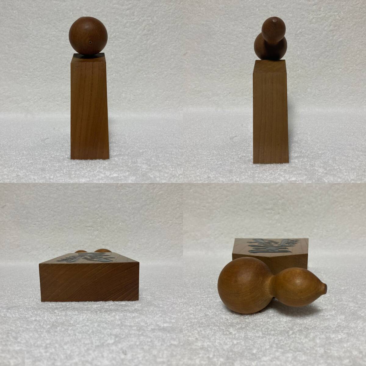 置物 工芸品 / 日本の将棋の駒 瓢箪 木製 - 2個セット_画像5
