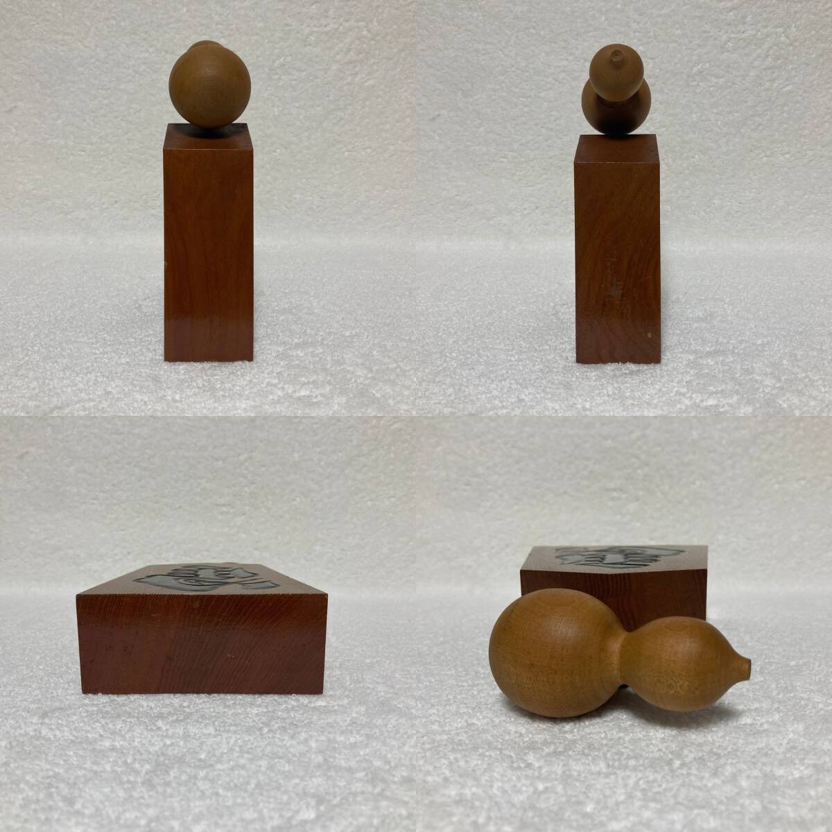 置物 工芸品 / 日本の将棋の駒 瓢箪 木製 - 2個セット_画像8