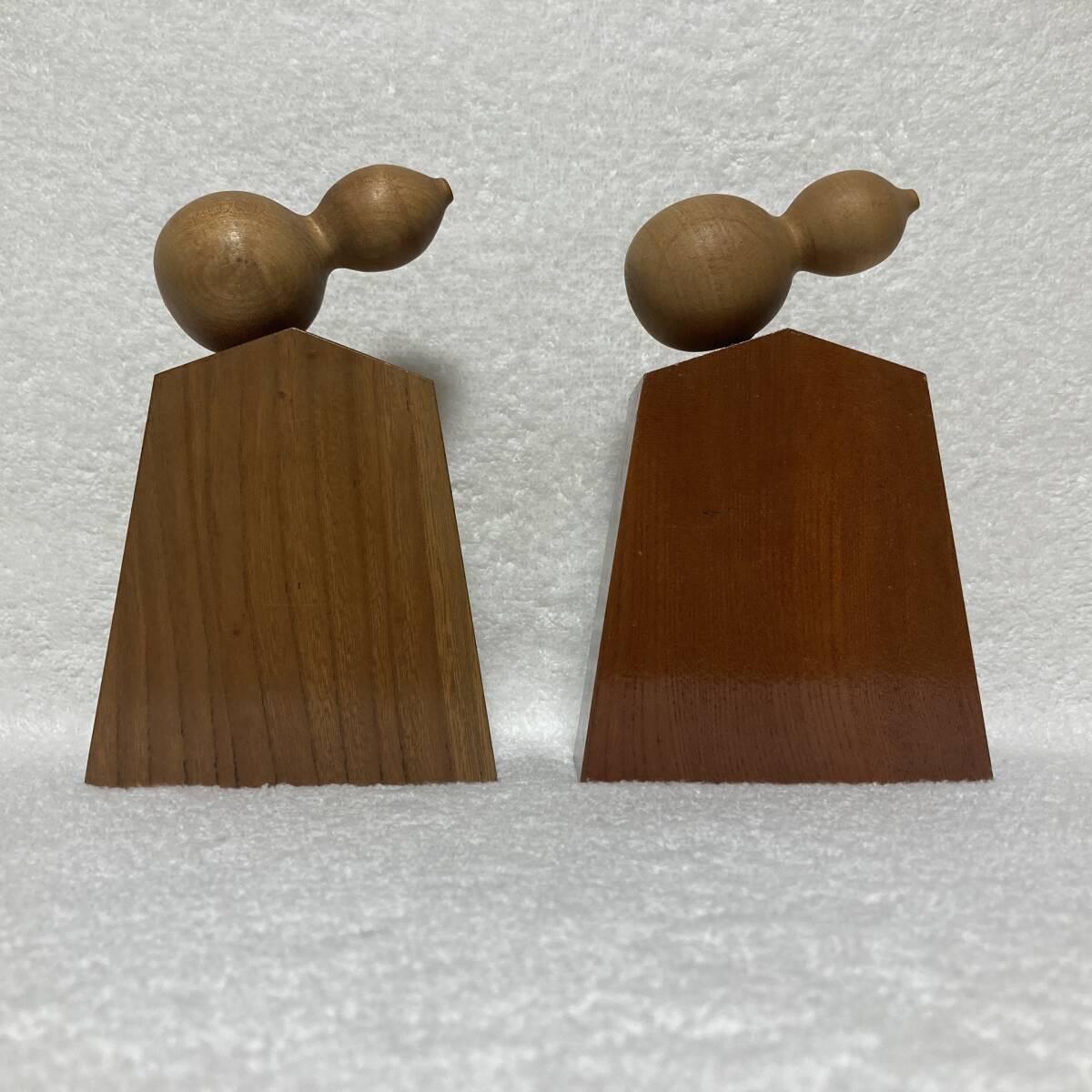 置物 工芸品 / 日本の将棋の駒 瓢箪 木製 - 2個セット_画像2