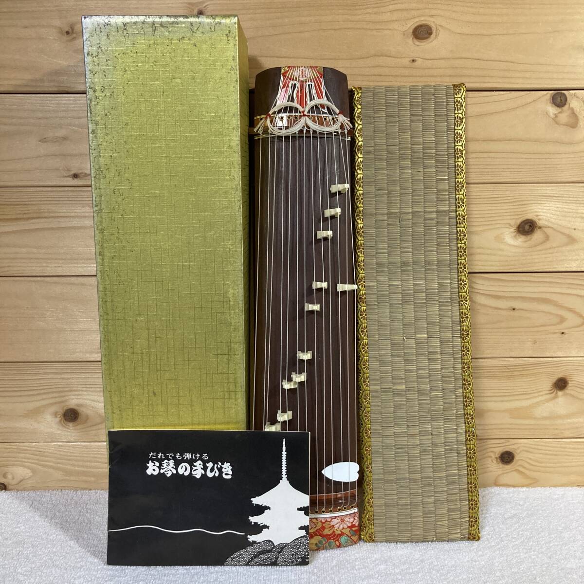 ミニ琴 / 和楽器 琴 装飾品 置物 13弦 - 43cm 箱付き_画像1