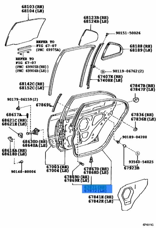 ■新品■トヨタ純正 TOYOTA アリスト JZS160 JZS161 ドア ウェザーストリップ 後側 左右セット_画像2