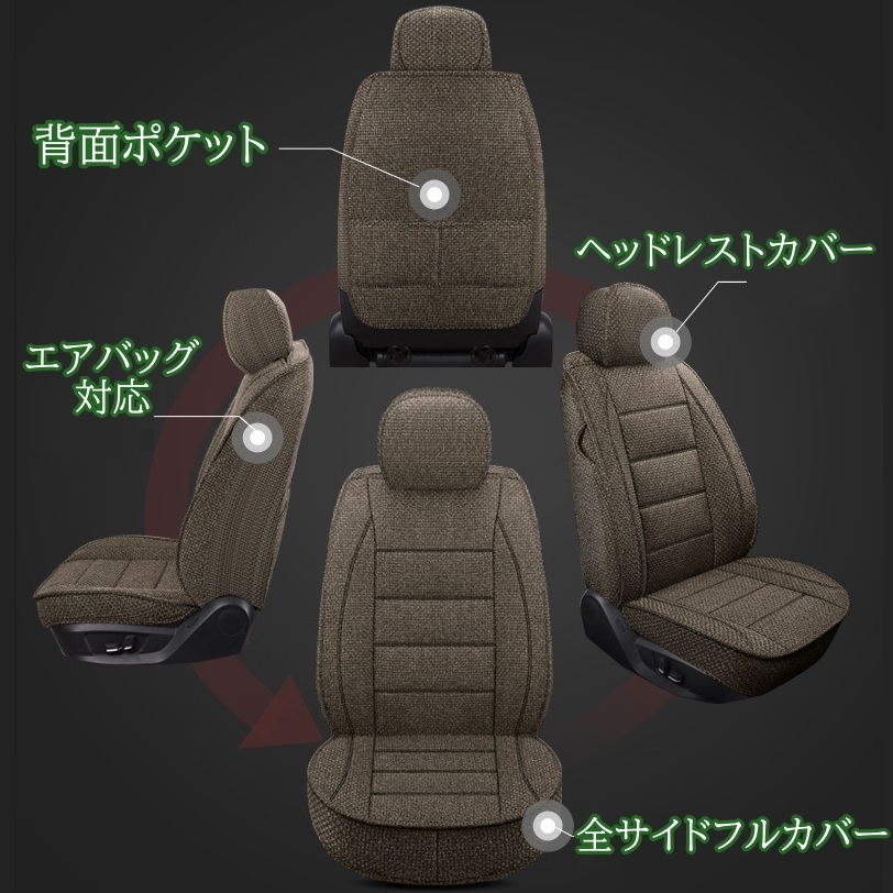 マツダ CX8 KG2P シートカバー 2025年モデル リネン 麻 運転席 助手席 後席 前後5席セット フルカバー 選べる5色 E_画像7