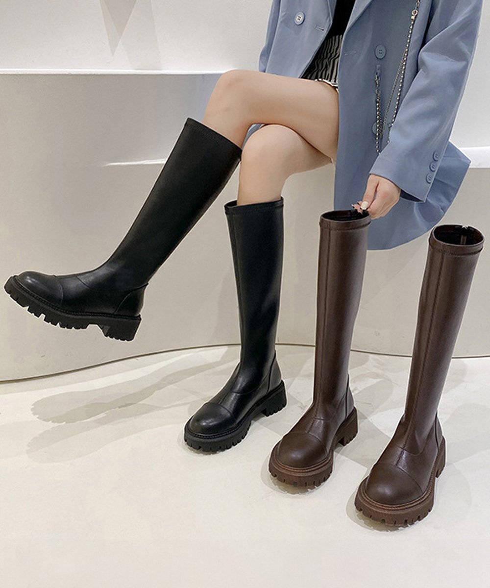 ロングブーツ 厚底ブーツ ニーハイブーツ 22.5cm ブラウン