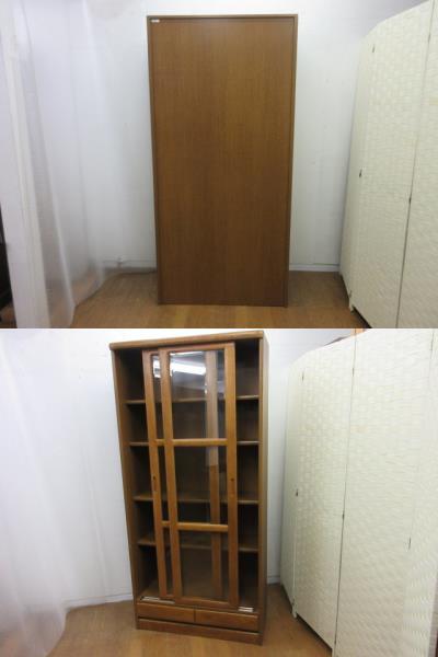 浜本工芸　スライド扉　リビングボード　本棚　書庫　収納　楢材　ナラ材　無垢　引き戸_画像4