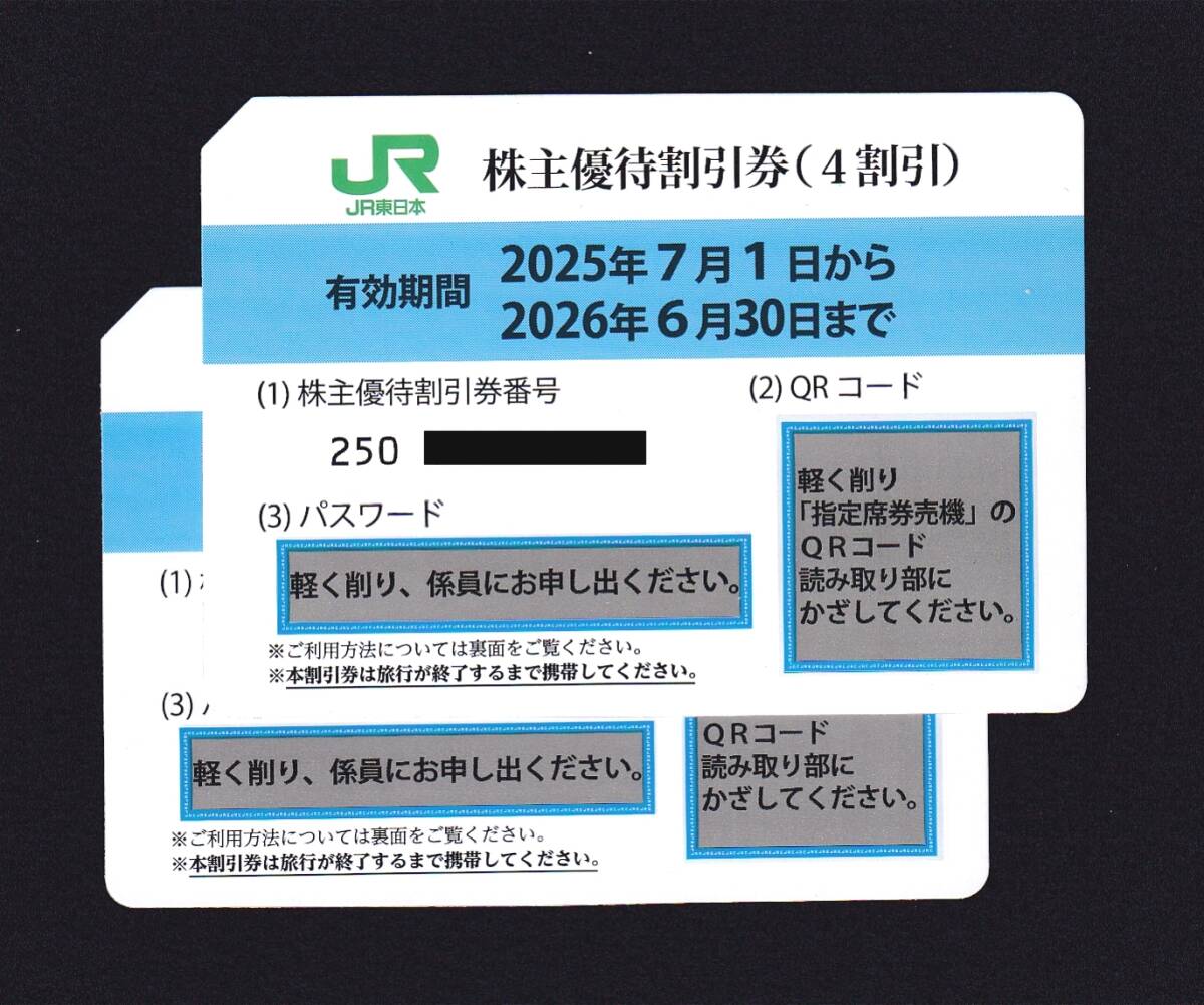【JR東日本株主優(yōu)待】株主割引券２枚　2026年6月30日まで有効　かんたん決済のみ