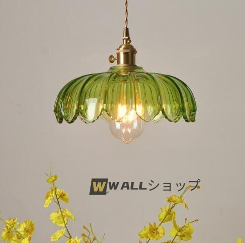 室內(nèi)蕓術(shù)☆美品☆ 青蓮シャンデリア 銅＋ガラス制シャンデリア ペンダント/寢室用ランプ 照明 お灑落