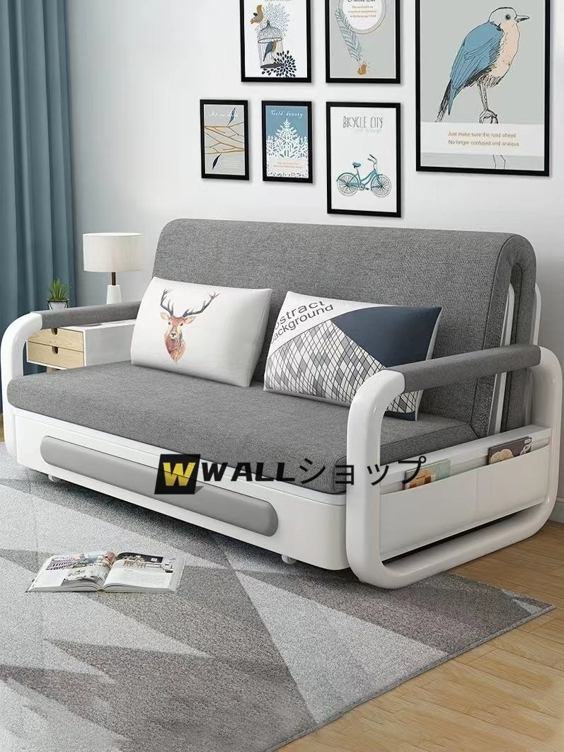 北歐風人気新品★耐久 便利 折りたたみベッド 収納ケース付き ソファーベッド ダブルベッド 洗える布地綿麻 ソファー 家庭用 1m